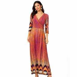 On Trend Abstract Print Maxi Dress | Multicolor | Size Large